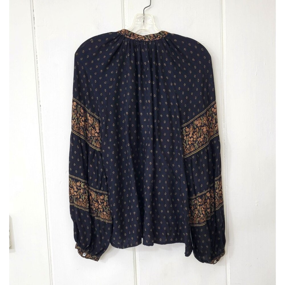 Lucky Brand Black Floral Peasant Blouse - Picture 2 of 4
